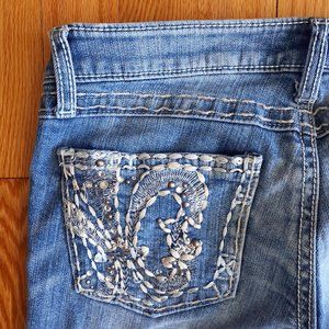 [SOLD] Wrangler Rock 47 Ultra Low Rise Jeans Light Blue Y2k 90s Embellished